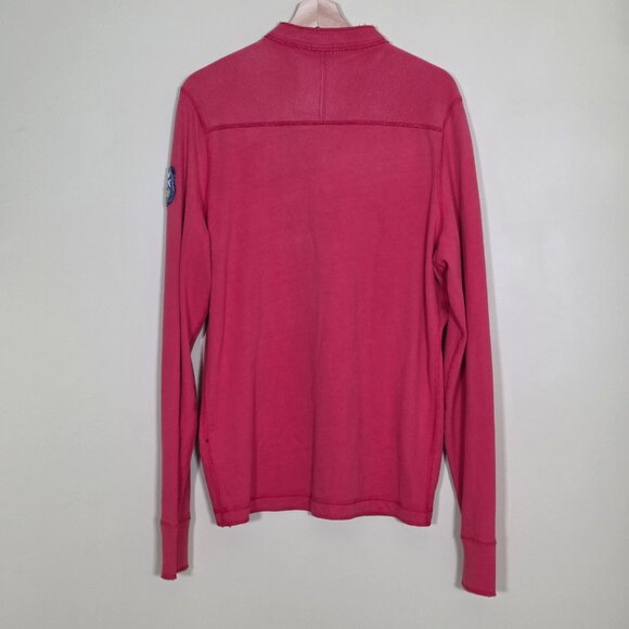 Vtg Abercrombie & Fitch Henley Muscle Sweater XXL Mens Red Logo Patch Y2K FLAW - Picture 3 of 16